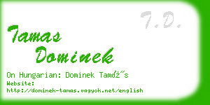 tamas dominek business card